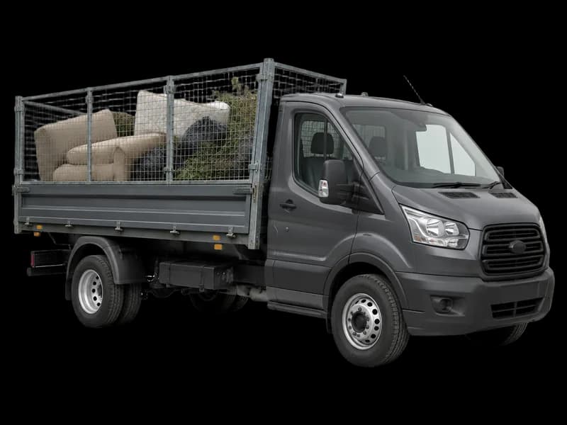 Caged van loaded with household waste